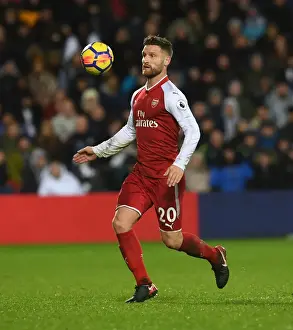 West Bromwich Albion V Arsenal 2017-18 Prints: Shkodran Mustafi Focuses in Arsenal's Premier League Clash Against West Bromwich Albion (December 2017)