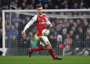 Chelsea V Arsenal - Carabao Cup 1/2 Final 1st Leg 2017-18 Prints: Shkodran Mustafi Focuses in Carabao Cup Semi-Final: Chelsea vs. Arsenal