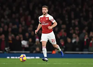Arsenal V Liverpool 2018-19 Prints: Shkodran Mustafi Focuses Against Liverpool in Arsenal's Premier League Battle