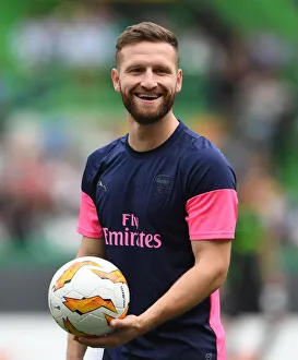 Sporting Lisbon V Arsenal 2018-19 Prints: Shkodran Mustafi Gears Up: Arsenal vs Sporting CP, UEFA Europa League 2018-19
