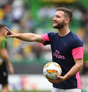 Sporting Lisbon V Arsenal 2018-19 Prints: Shkodran Mustafi Prepares for Arsenal's Europa League Clash against Sporting Lisbon