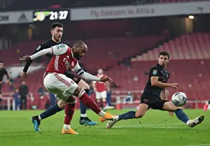 Arsenal V Manchester City - Carabao Cup 2020-21 Prints: Showdown at Emirates: Lacazette vs Laporte & Dias - Arsenal vs Manchester City Carabao Cup Clash