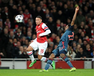 Arsenal V Bayern Munich 2013-14 Prints: Showdown in London: Oxlade-Chamberlain vs. Alaba - Arsenal's Champions League Battle