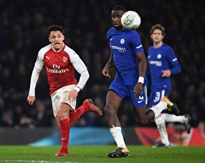Chelsea V Arsenal - Carabao Cup 1/2 Final 1st Leg 2017-18 Prints: Showdown at Stamford Bridge: A Clash of Stars - Alexis Sanchez vs