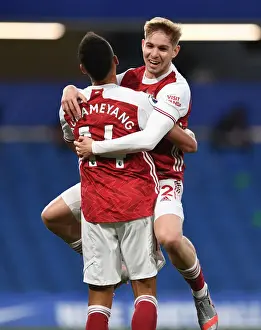 Smith Rowe and Aubameyang: Arsenal's Unstoppable Duo Celebrate Goal Against Chelsea in Empty Stamford Bridge
