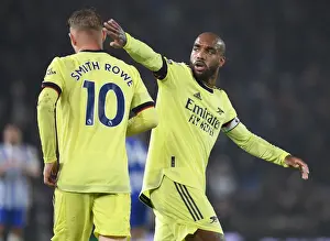 Brighton And Hove Albion V Arsenal 2021-22 Prints: Smith Rowe and Lacazette in Action: Arsenal's Dynamic Duo Shines Against Brighton & Hove Albion (2021-22)