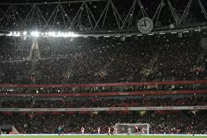 Snow fall during the match. Arsenal 2: 0 Wigan Athletic. Carling Cup, Quarter Final