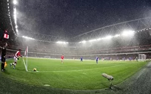 Arsenal v Everton 2009-10 Gallery: Snow falls during the match at Emirates. Arsenal 2: 2 Everton. Barclays Premier League