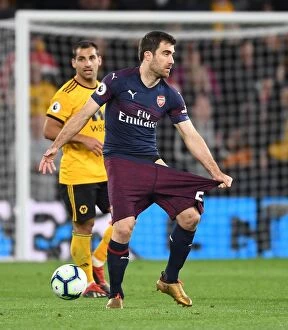 Images Dated 24th April 2019: Sokratis in Action: Arsenal vs. Wolverhampton Wanderers, Premier League 2018-19