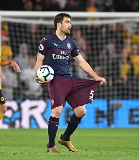 Wolverhampton Wanderers V Arsenal 2018-19 Prints: Sokratis in Action: Wolverhampton Wanderers vs Arsenal FC, Premier League 2018-19