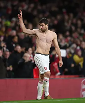 Arsenal V Fulham 2018-19 Prints: Sokratis: Arsenal's Defensive Fortitude after Arsenal FC vs Fulham FC