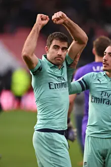 AFC Bournemouth V Arsenal 2018-19 Prints: Sokratis Celebrates with Arsenal Fans: AFC Bournemouth vs Arsenal FC