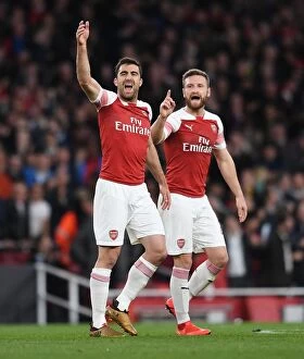 Images Dated 2nd May 2019: Sokratis in Europa League Semi-Final: Arsenal vs Valencia (2018-19)