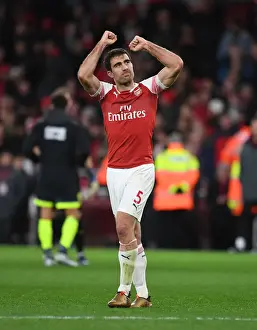 Arsenal V Huddersfield Town - 2018-19 Prints: Sokratis Reacts after Arsenal's Victory over Huddersfield Town, Premier League 2018-19