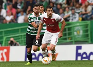 Sporting Lisbon V Arsenal 2018-19 Prints: Sokratis vs Bruno Fernandes: Clash of the Europa League Titans (Arsenal vs Sporting CP)
