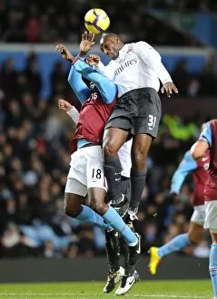 Images Dated 27th January 2010: Sol Campbell (Arsenal) Emile Heskey (Villa). Aston Villa 0: 0 Arsenal. Barclays Premier League
