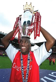 Sol Campbell with the F.A.Barclaycard Premiership Trophy
