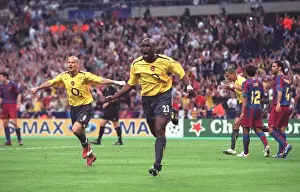 Sol Campbell and Freddie Ljungberg's Euphoric Moment: Arsenal's Unforgettable 2:1 Victory Over Barcelona in the UEFA Champions League Final, Paris 2006