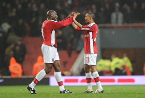 Arsenal v West Ham United 2009-10 Collection: Sol Campbell and Gael Clichy (Arsenal). Arsenal 2: 0 West Ham United, Barclays Premeir League
