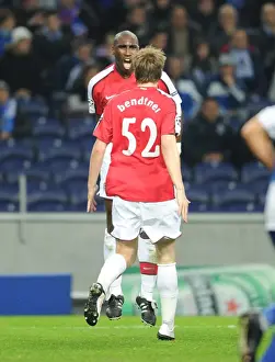 FC Porto V Arsenal 2009-10 Prints: Sol Campbell and Nicklas Bendtner