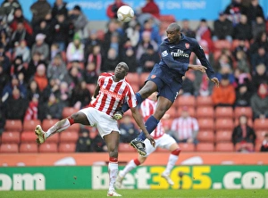 Stoke City V Arsenal - FA Cup 2009-10 Prints: Sol Campbell vs. Mamady Sidibe: A Clash in the FA Cup Fourth Round at Stoke's Britannia Stadium (Arsenal 1-3 Stoke)