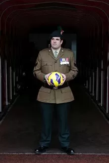 A Soldier bring on the matchball. Arsenal 3: 3 Fulham. Barclays Premier League. Emirates Stadium