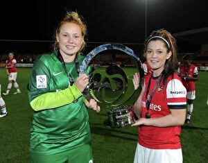 Arsenal Ladies v Birmingham City - WSL League Cup Final 2012-13 Collection: Sophie Harris and Bianca Bragg (Arsenal) celebrate after the match. Arsenal Ladies 1