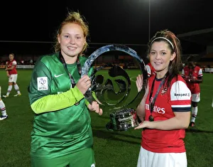 Sophie Harris and Bianca Bragg (Arsenal) celebrate after the match. Arsenal Ladies 1