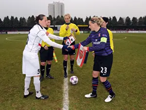 Arsenal Ladies V ASD Torres 2013 Prints: Sportsmanship at its Finest: Kelly Smith and Elisabetta Tona's Pre-Match Handshake