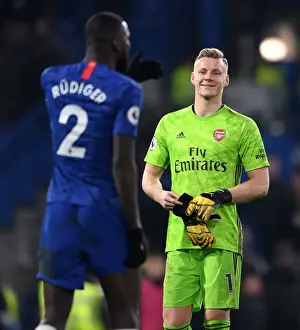 Chelsea V Arsenal 2019-20 Prints: Sportsmanship Triumphs: Leno and Rudiger's Unforgettable Moment of Camaraderie Amidst Chelsea vs