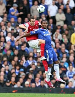 Images Dated 3rd October 2010: Squillaci vs. Drogba: Chelsea's Victory in the Barclays Premier League (3/10/10)