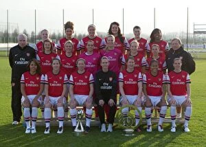Arsenal Ladies Team Groups Gallery: ST. ALBANS, ENGLAND - MARCH 20: Back row (L-R) Kim Little, Jade Bailey, Steph Houghton