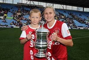 Steph Houghton (Arsenal) with the FA Cup Trophy. Arsenal Ladies 2: 0 Bristol Academy