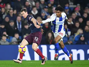 Brighton And Hove Albion V Arsenal 2018-19 Prints: Stephan Lichtsteiner vs Bernardo: A Premier League Battle at Brighton (December 2018)
