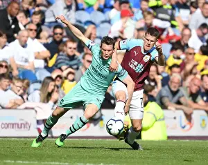 Burnley V Arsenal 2018-19 Prints: Stephan Lichtsteiner vs Johann Berg Gudmundsson: Intense Clash Between Burnley and Arsenal in Premier League
