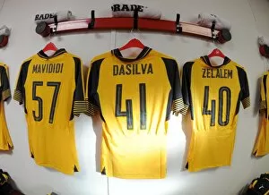 Nottingham Forest v Arsenal EPL Cup 3rd Round 2016-17 Collection: Stephy Mavididi, Josh Dasilva and Gedion Zelalem (Arsenal) shirts in the changingroom