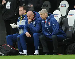 Newcastle United V Arseal 2014/15 Prints: Steve Bould Arsenal Assistant Manager and Arsene Wenger the Arsenal Manager