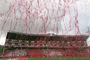 Arsenal v Wigan 2005-06 Collection: Streamers fall across the Clock End Final Salute Ceremony