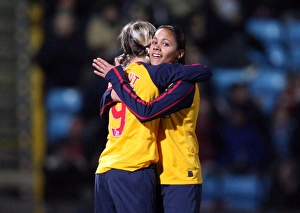 Suzanne Grant and Alex Scott: Celebrating Arsenal's Fifth Goal in FA Premier League Cup Final