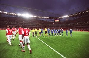 Arsenal v Dinamo Zagreb Collection: The teams line up before the match