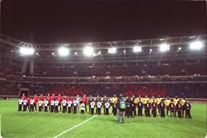 CSKA Moscow v Arsenal Collection: The two teams line up before the match