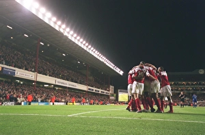 The Arsenal players celebrate Robert Pires 2nd goal in front of the East Stand The Arsenal players celebrate Robert Pires 2nd goal in front of the East Stand