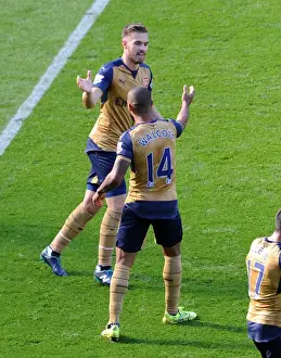 Leicester City V Arsenal 2015/16 Prints: Theo Walcott and Aaron Ramsey's Unforgettable Goal Celebration: Leicester City vs