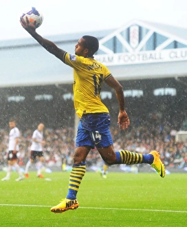 Fulham F C Prints: Theo Walcott in Action: Fulham vs Arsenal, Premier League 2013-14