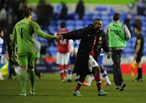 Reading V Arsenal 2012-13 Prints: Theo Walcott and Adam Federici: A Moment of Sportsmanship in the Reading vs