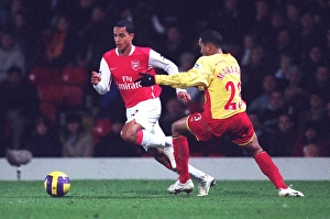 Watford v Arsenal Collection: Theo Walcott (Arsenal) Adrian Mariappa (Watford)