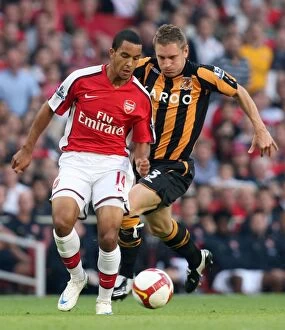 Images Dated 29th September 2008: Theo Walcott (Arsenal) Andy Dawson (Hull)