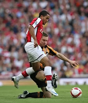Arsenal v Hull City 2008-9 Collection: Theo Walcott (Arsenal) Andy Dawson (Hull)