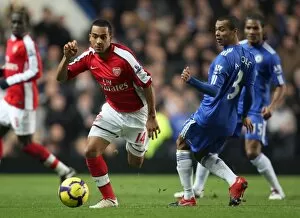 Chelsea v Arsenal 2009-2010 Collection: Theo Walcott (Arsenal) Ashley Cole (Chelsea). Chelsea 2: 0 Arsenal. Barclays Premier League