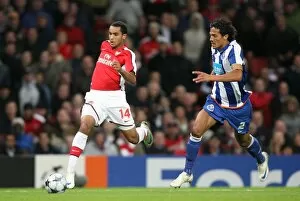 Images Dated 30th September 2008: Theo Walcott (Arsenal) Bruno Alves (Porto)